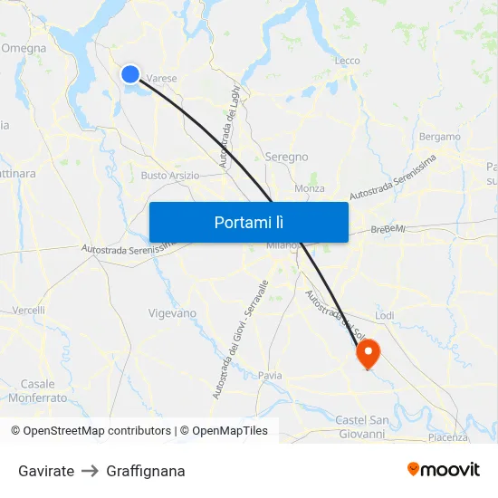 Gavirate to Graffignana map