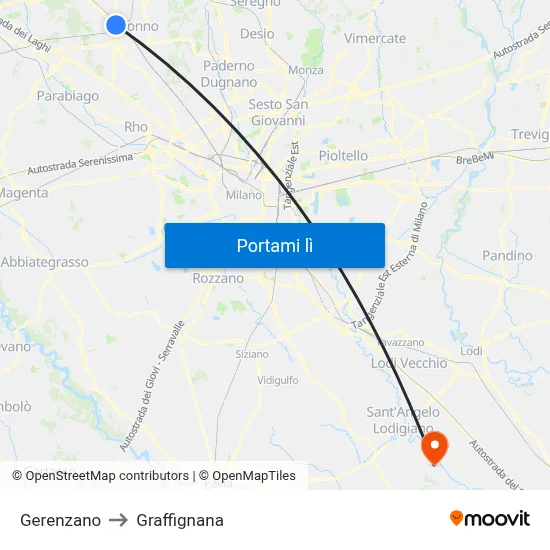 Gerenzano to Graffignana map