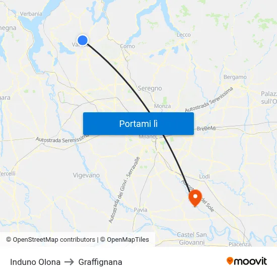 Induno Olona to Graffignana map