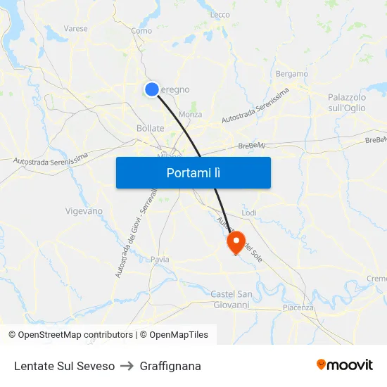 Lentate Sul Seveso to Graffignana map