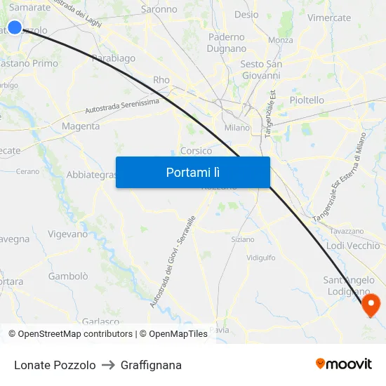 Lonate Pozzolo to Graffignana map