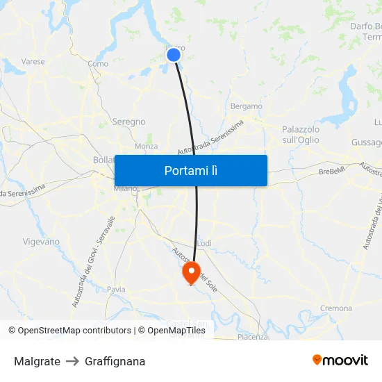Malgrate to Graffignana map