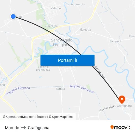 Marudo to Graffignana map