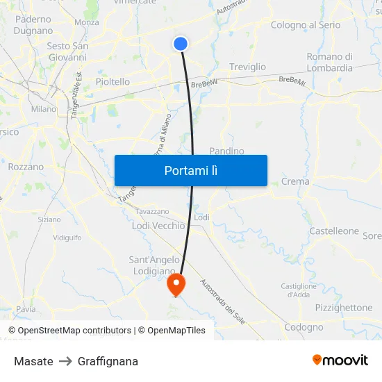 Masate to Graffignana map