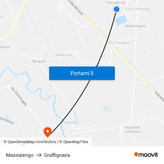 Massalengo to Graffignana map