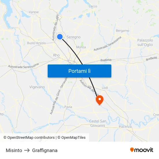 Misinto to Graffignana map