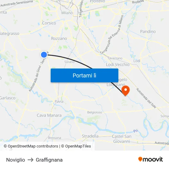 Noviglio to Graffignana map