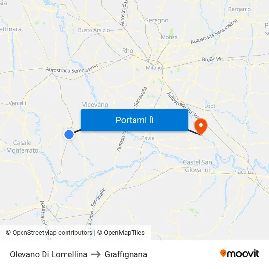 Olevano Di Lomellina to Graffignana map