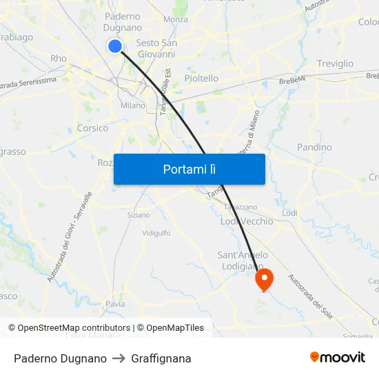 Paderno Dugnano to Graffignana map