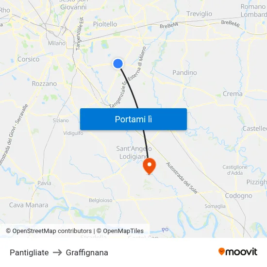 Pantigliate to Graffignana map