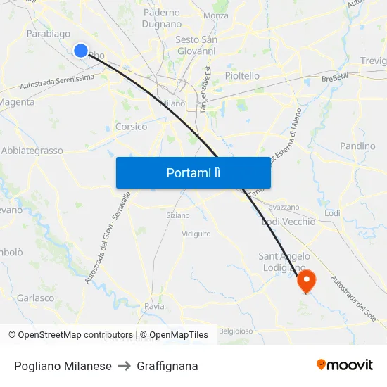 Pogliano Milanese to Graffignana map
