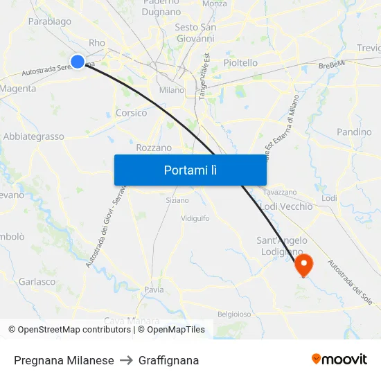 Pregnana Milanese to Graffignana map