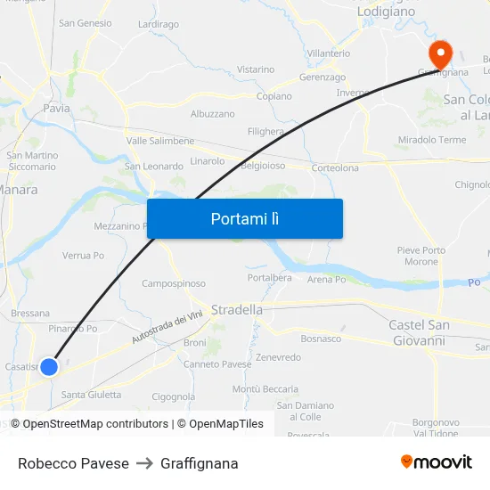 Robecco Pavese to Graffignana map
