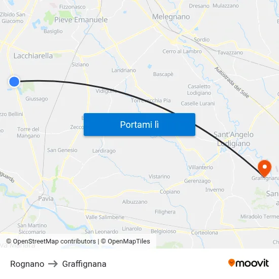 Rognano to Graffignana map