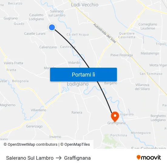 Salerano Sul Lambro to Graffignana map