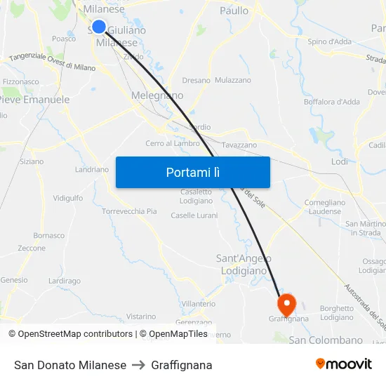 San Donato Milanese to Graffignana map