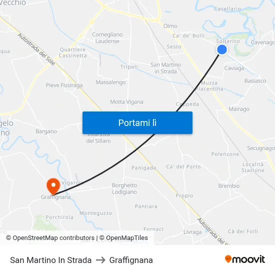 San Martino In Strada to Graffignana map