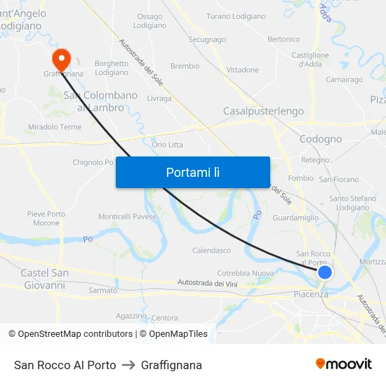 San Rocco Al Porto to Graffignana map