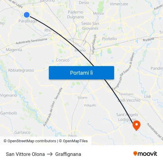 San Vittore Olona to Graffignana map