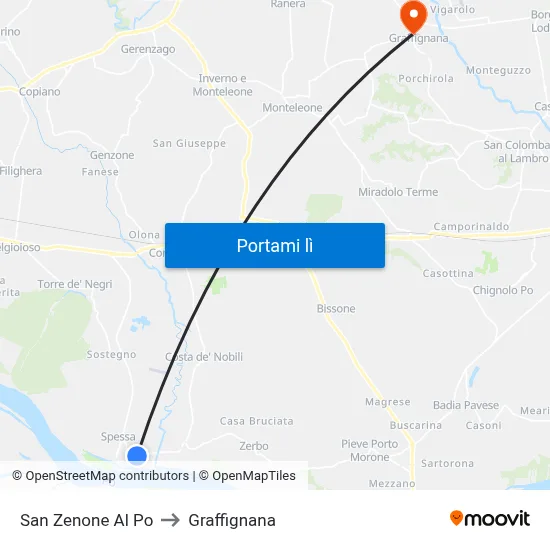 San Zenone Al Po to Graffignana map