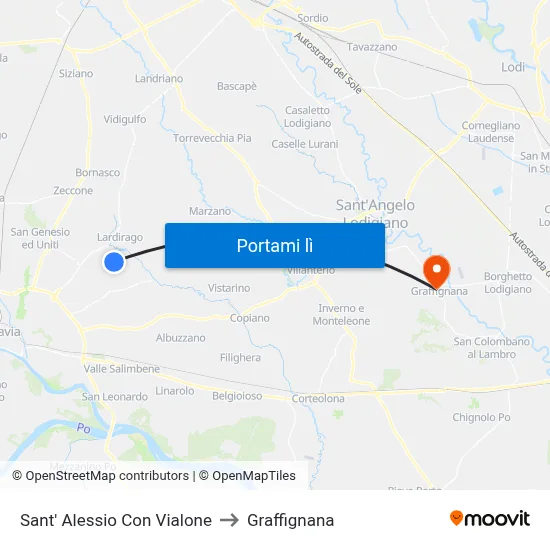 Sant' Alessio Con Vialone to Graffignana map