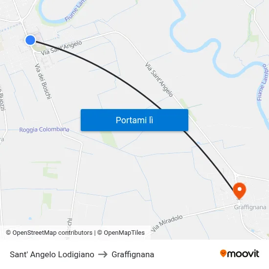 Sant' Angelo Lodigiano to Graffignana map