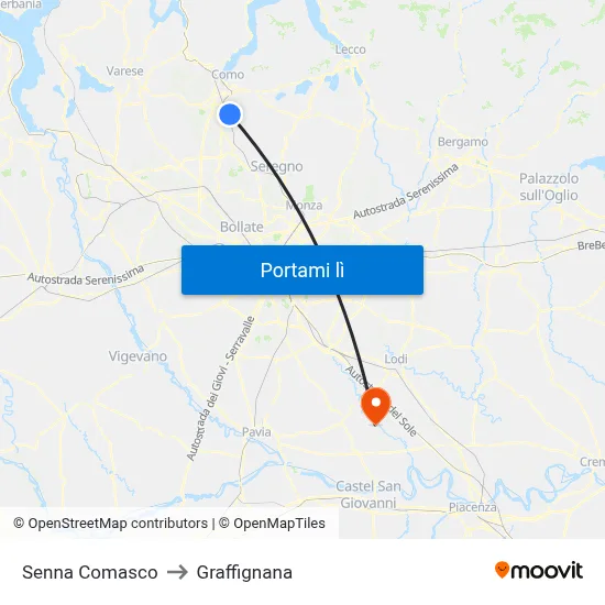 Senna Comasco to Graffignana map