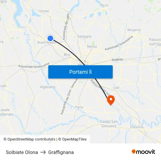Solbiate Olona to Graffignana map
