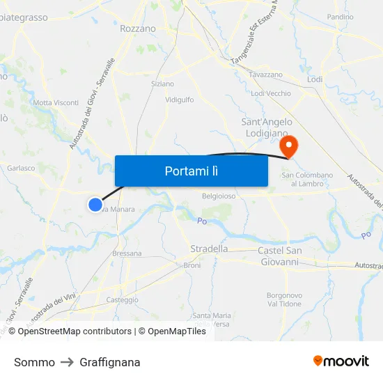 Sommo to Graffignana map