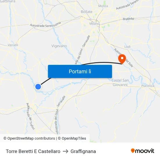 Torre Beretti E Castellaro to Graffignana map