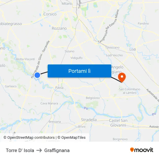 Torre D' Isola to Graffignana map