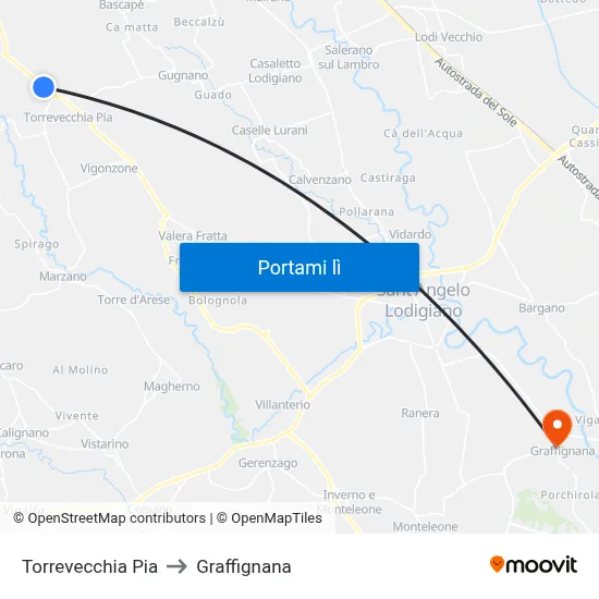 Torrevecchia Pia to Graffignana map