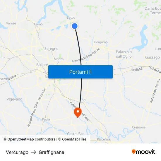 Vercurago to Graffignana map