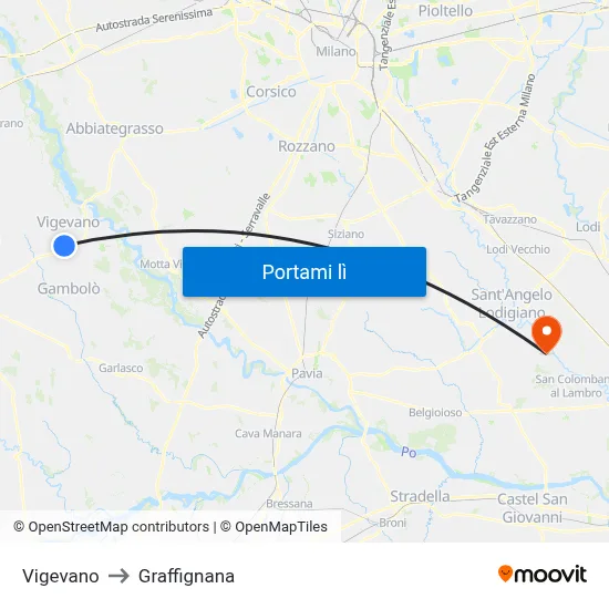Vigevano to Graffignana map