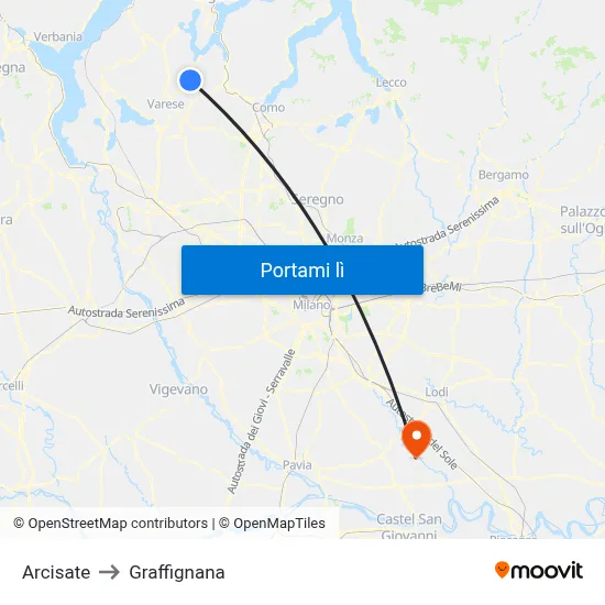 Arcisate to Graffignana map