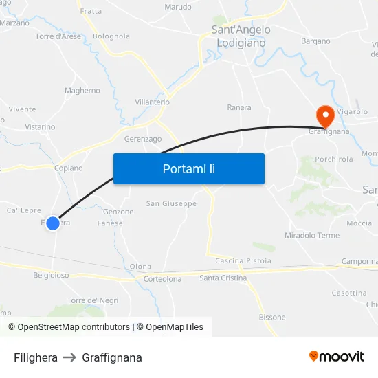 Filighera to Graffignana map