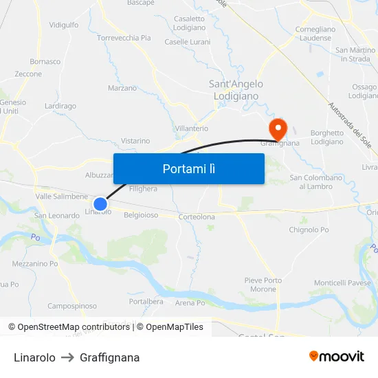 Linarolo to Graffignana map