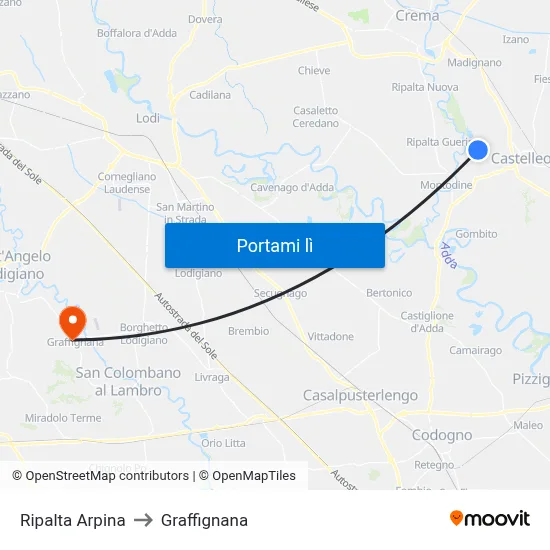 Ripalta Arpina to Graffignana map