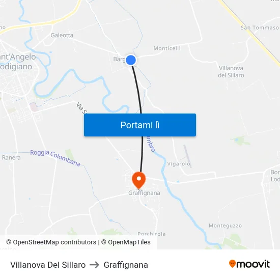 Villanova Del Sillaro to Graffignana map