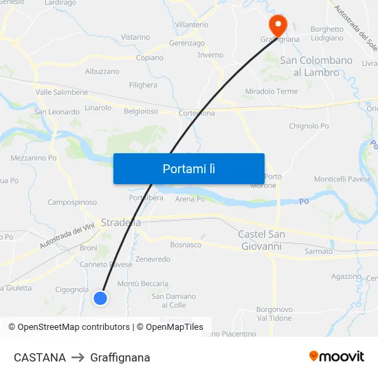 CASTANA to Graffignana map