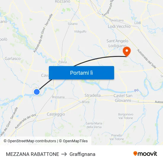 MEZZANA RABATTONE to Graffignana map