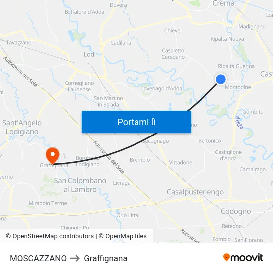 MOSCAZZANO to Graffignana map