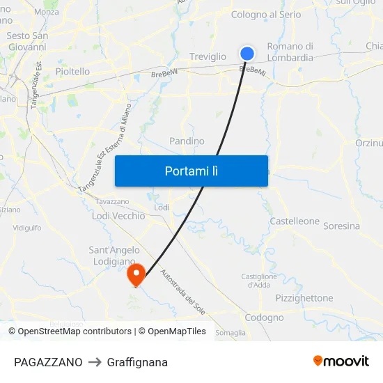PAGAZZANO to Graffignana map