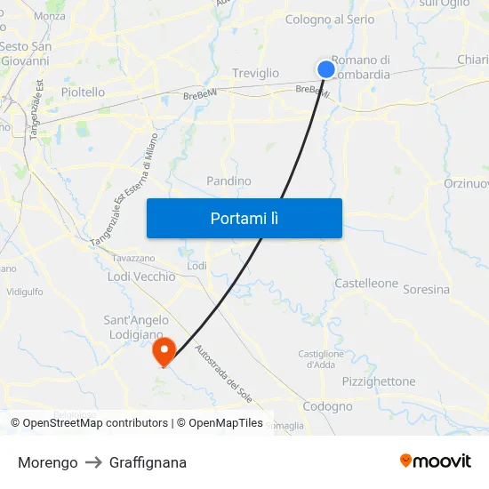 Morengo to Graffignana map
