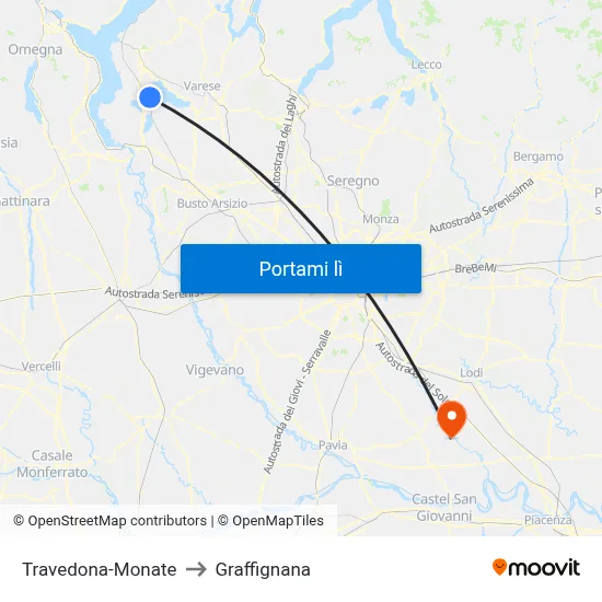Travedona-Monate to Graffignana map