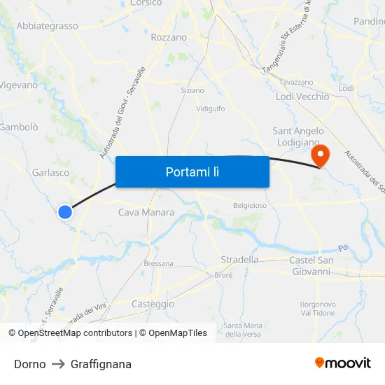 Dorno to Graffignana map