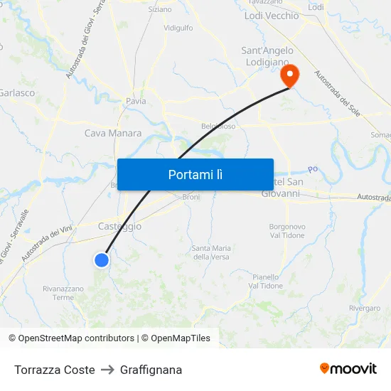 Torrazza Coste to Graffignana map