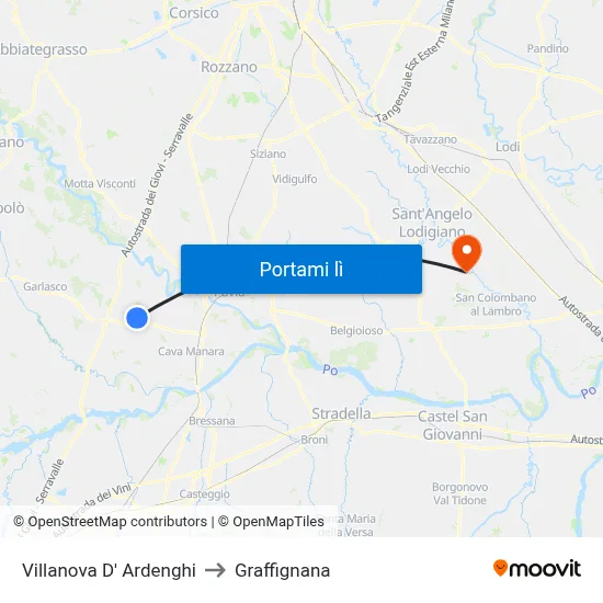 Villanova D' Ardenghi to Graffignana map
