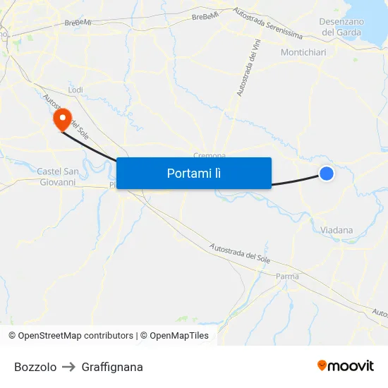 Bozzolo to Graffignana map