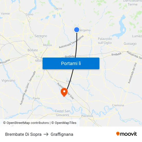 Brembate Di Sopra to Graffignana map